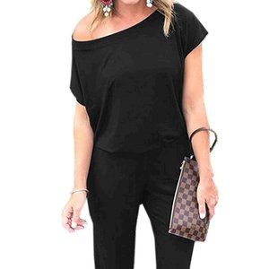 Black Jumpsuit with Sleeves and Pockets Size XL